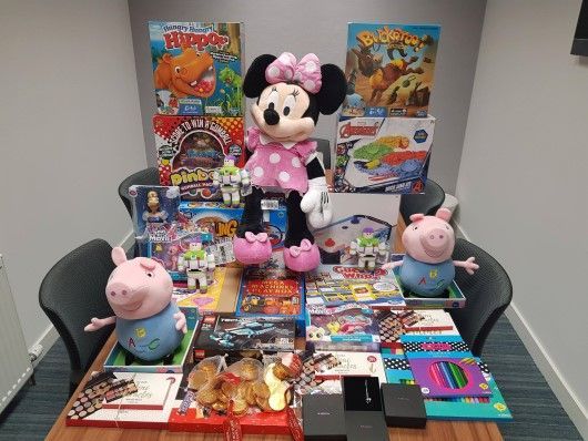 Donations in our Digby Brown Aberdeen office for Cash for Kids Mission Christmas