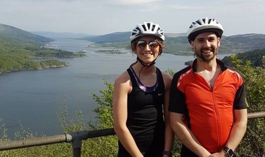 Lee Murray and Chantelle Robertson from the Ayr office admire the scenery during the 5 ferry challenge 2018