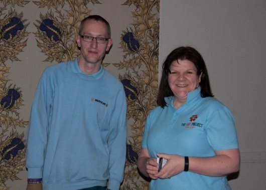 Graeme Watson and Ruth Webster from The Hive Project at Inverness Race Night 2019