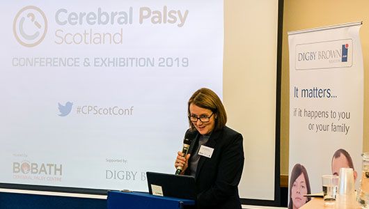 Stephanie Fraser speaking at Bobath Scotland Cerebral Palsy Conference 2019