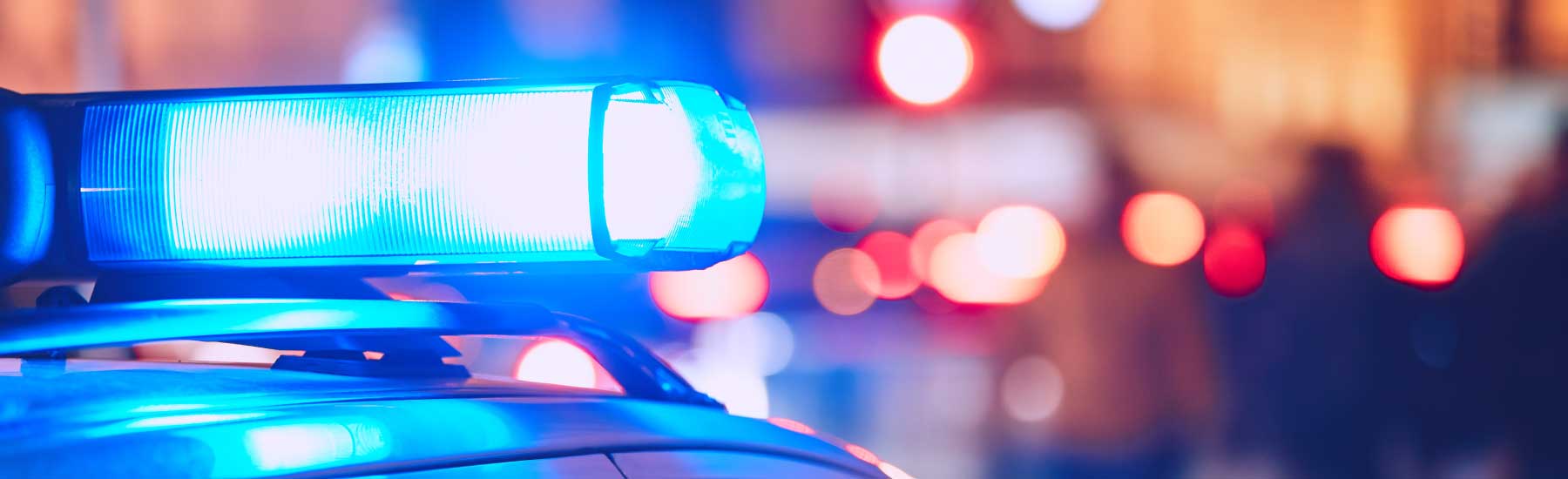 Police car sirens lit up