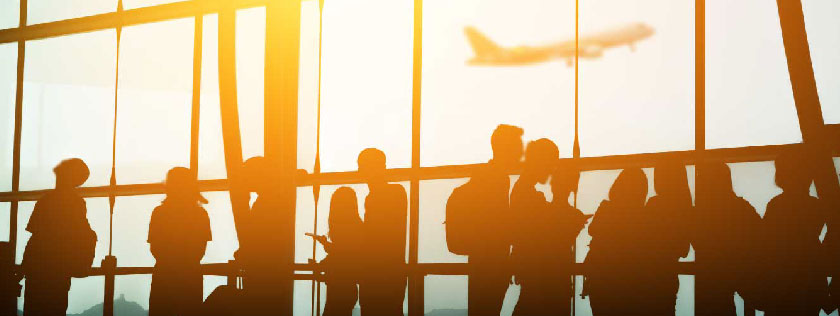 People at airport waiting to board flight