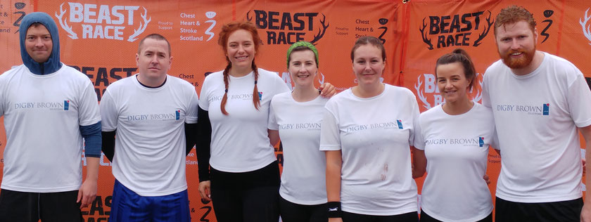 Inverness Office standing in front of the Beast Race 2019 banner before the event begins