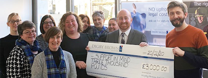 Kirkcaldy Office handover cheque for £3,000 to Support in Mind