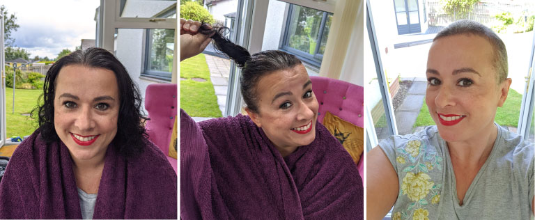 Caroline Brown shaves her head for charity