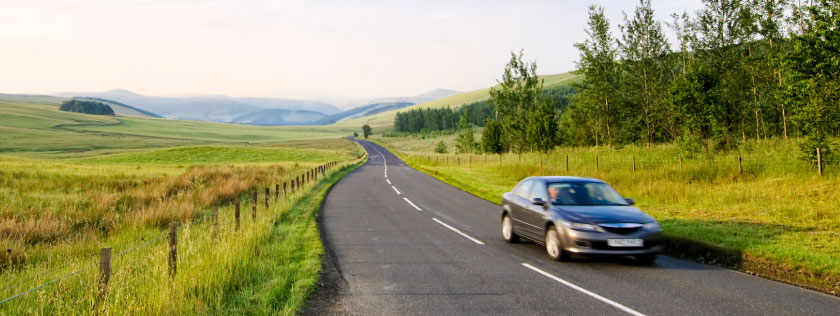 Car on country road