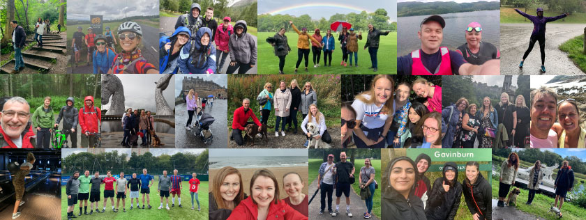 A collage of members of Digby Brown staff taking part in Reconnecting Matters