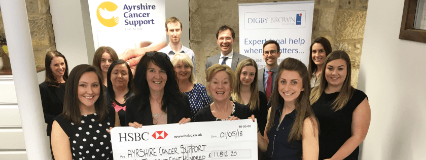 Cheque Handover to Ayrshire Cancer Support
