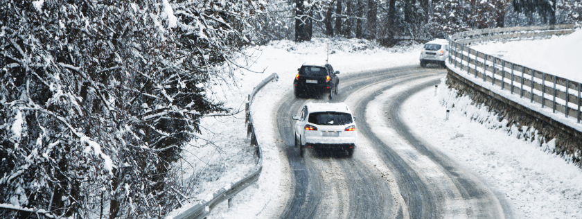 Cars on icy road