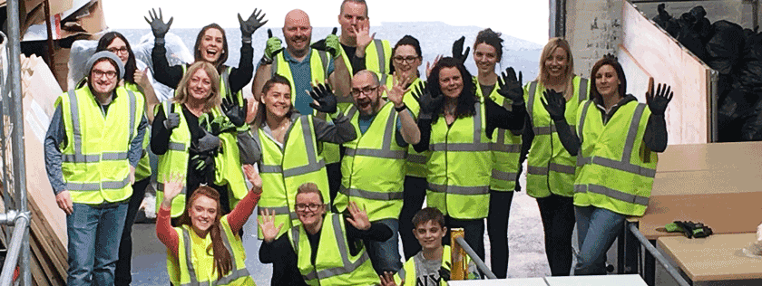 Helping at Simon Community Scotland's warehouse