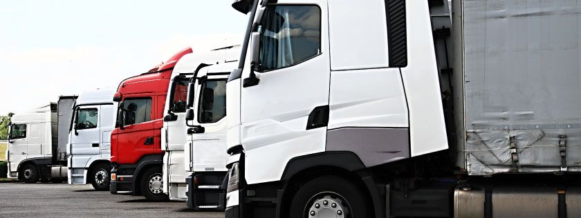 Row of HGV lorries