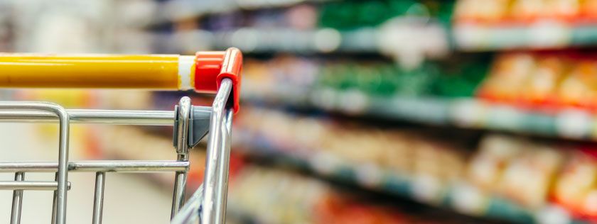 Supermarket trolley in supermarket