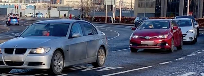 Cars in traffic close to each other