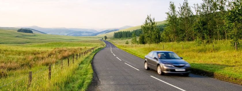 Car on country road
