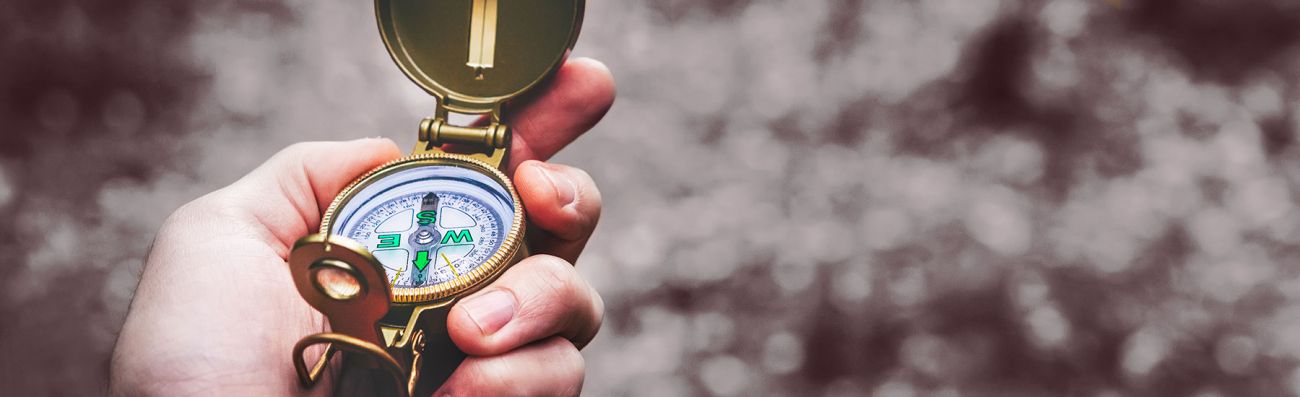 Person holding a compass