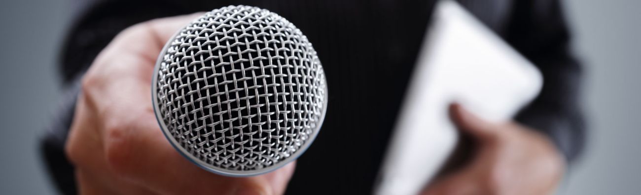 Interview with microphone