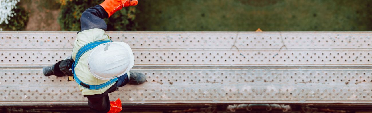 Man high up on scaffold