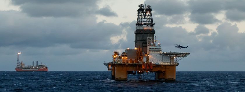 Oil rig with helicopter landing