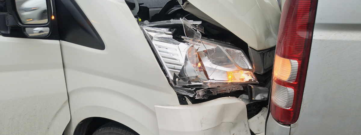 Two vans involved in a collision