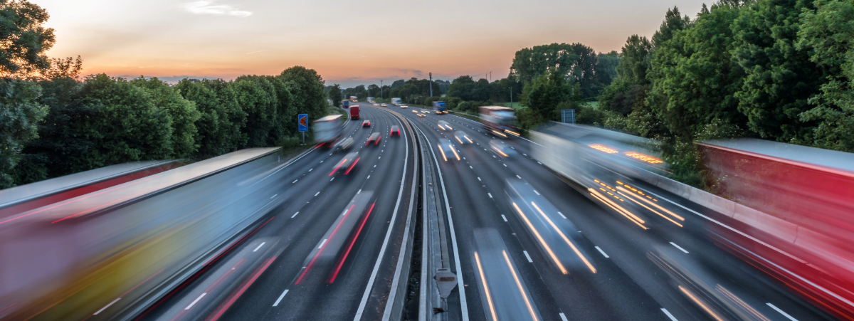 Busy road showing fast moving traffic