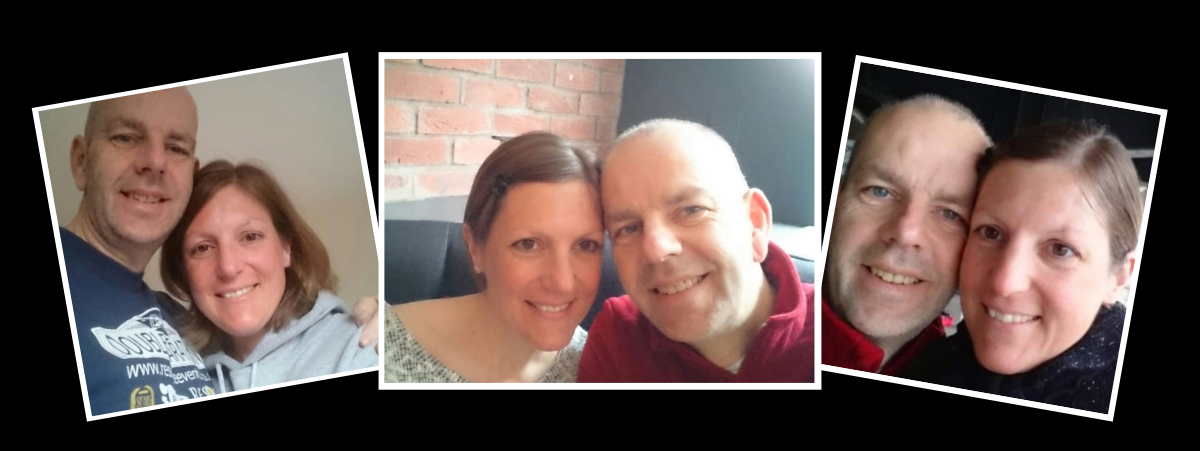 Chris and Helen in three images smiling