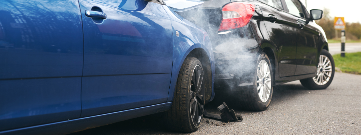 Two cars involved in a road traffic accident