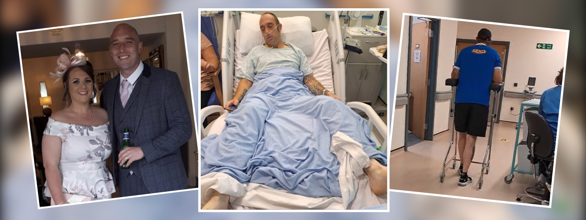 Christopher pictured in hospital recovering from his injuries