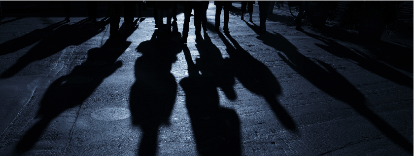 Criminal assault group walking at night