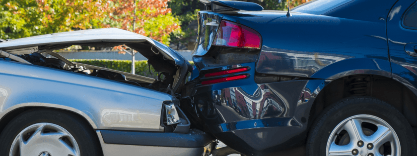Two cars crashed into each other