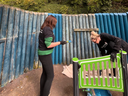 Elaine and Trish help with spring clean at The Yard