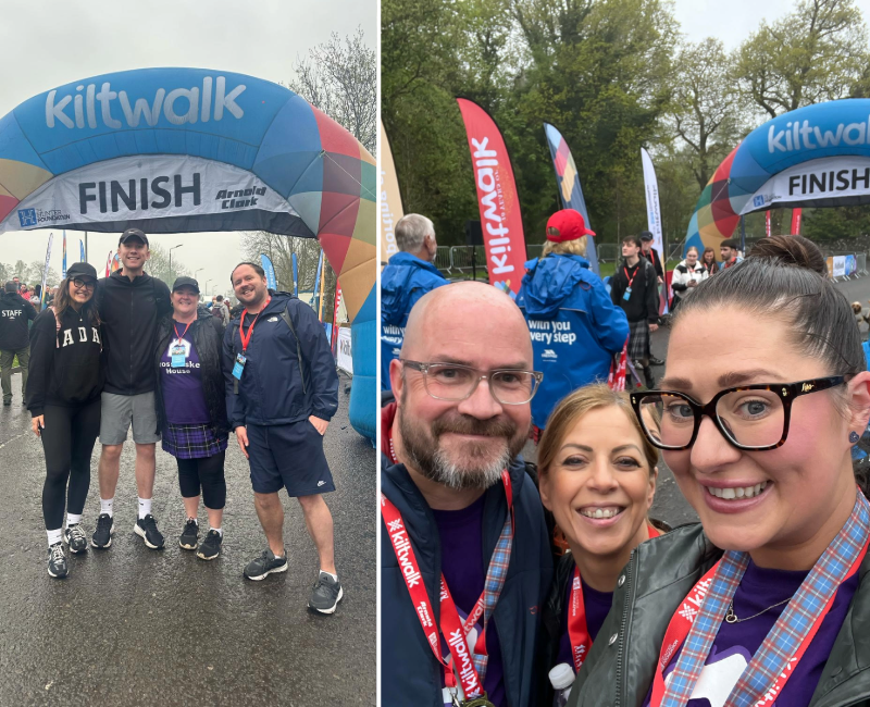 Glasgow team at Kiltwalk finish line