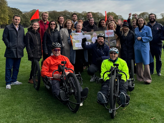 Digby Brown Edinburgh staff join Grado, Graeme and Joanna at their pitstop in The Meadows on their Granite to Glasgow Handcycle challenge