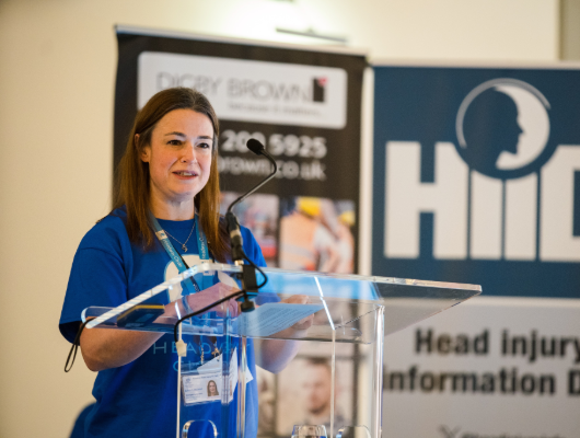 Esther Macleod from Headway Clyde speaking at Glasgow HiiD 2026