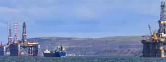 Oil platforms and shipping boat