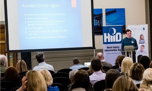 Paul Person from Headway Glasgow presents at the 2018 Head Injury Information Day in Glasgow 2018