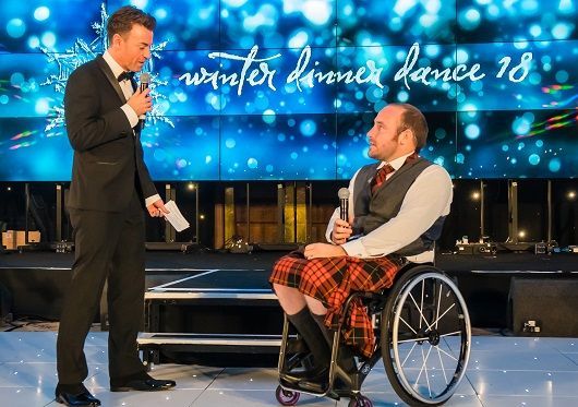 Nathan Macqueen, Paralympian, speaks to Des Clarke at Winter Dinner Dance 2018