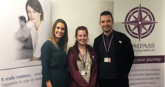 Kirsten Smith, Corporate Social Responsibility Manager at Digby Brown, Zoe Taylor and David Sawden, Rehabilitation Centre Manager at Compass