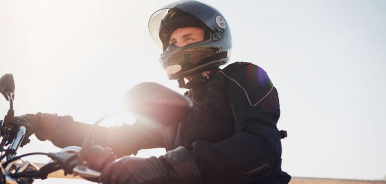 Man riding his motorbike