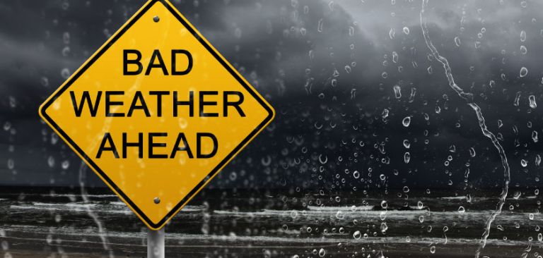 Bad weather ahead sign