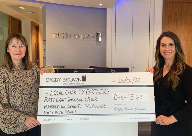 Digby Brown Charity Fundraising Cheque 2021