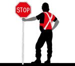 Man with stop sign