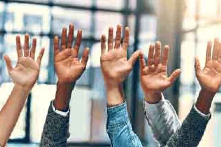 Hands in the air to ask a questions