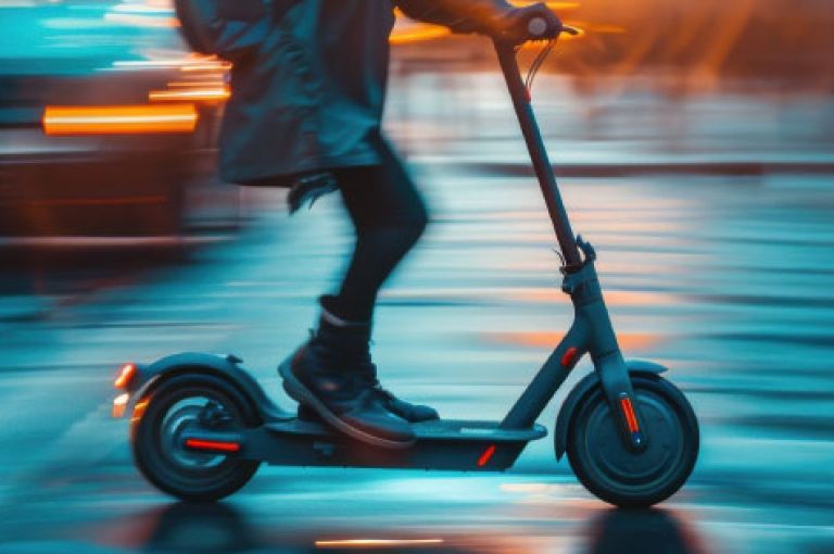 Person riding an e-scooter