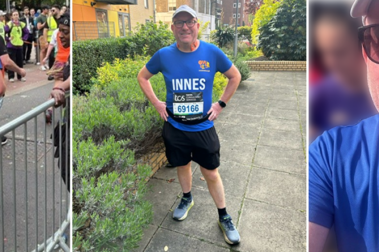 Innes runs the London Marathon for LoveOliver