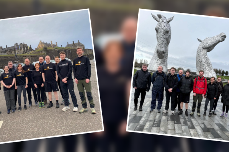 Asbestos lawyers tackle Castle to Kelpies walk in aid of asbestos charities