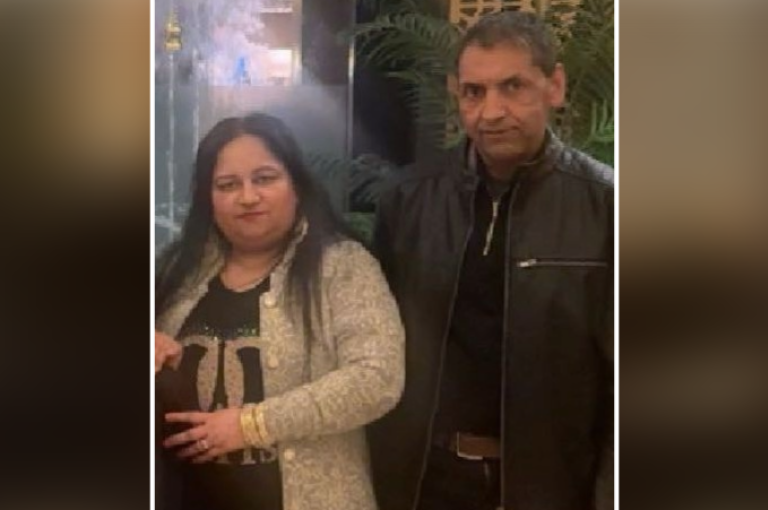 Husband and wife Satwant and Jatinder pictured standing next to each other