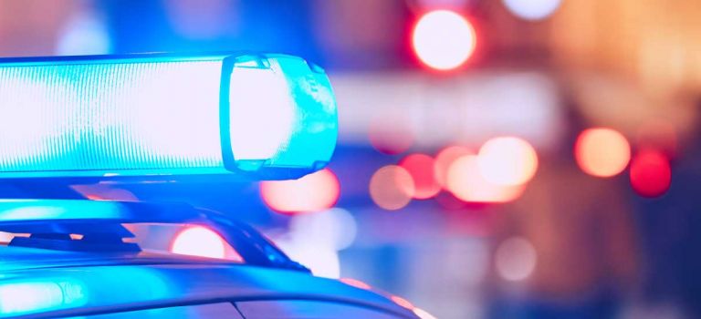 Police car sirens lit up