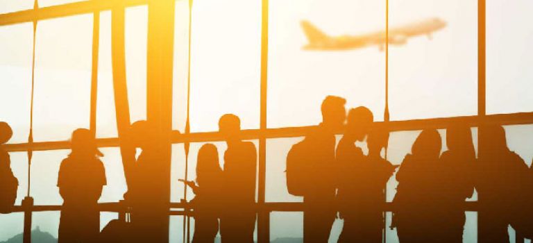 People at airport waiting to board flight