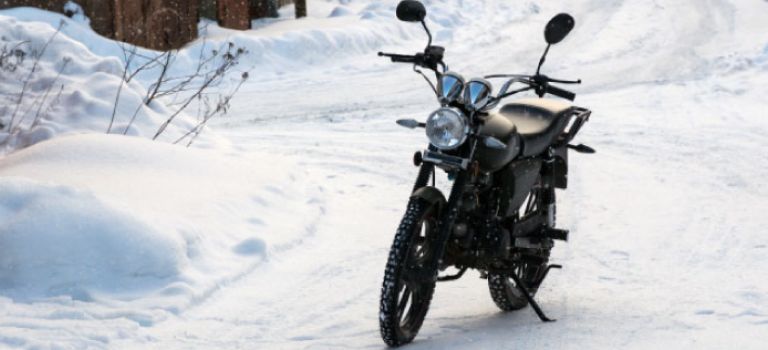 Motorcycle in the snow