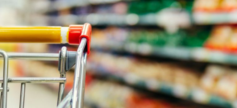 Supermarket trolley in supermarket
